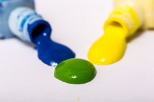 青と黄色のインク